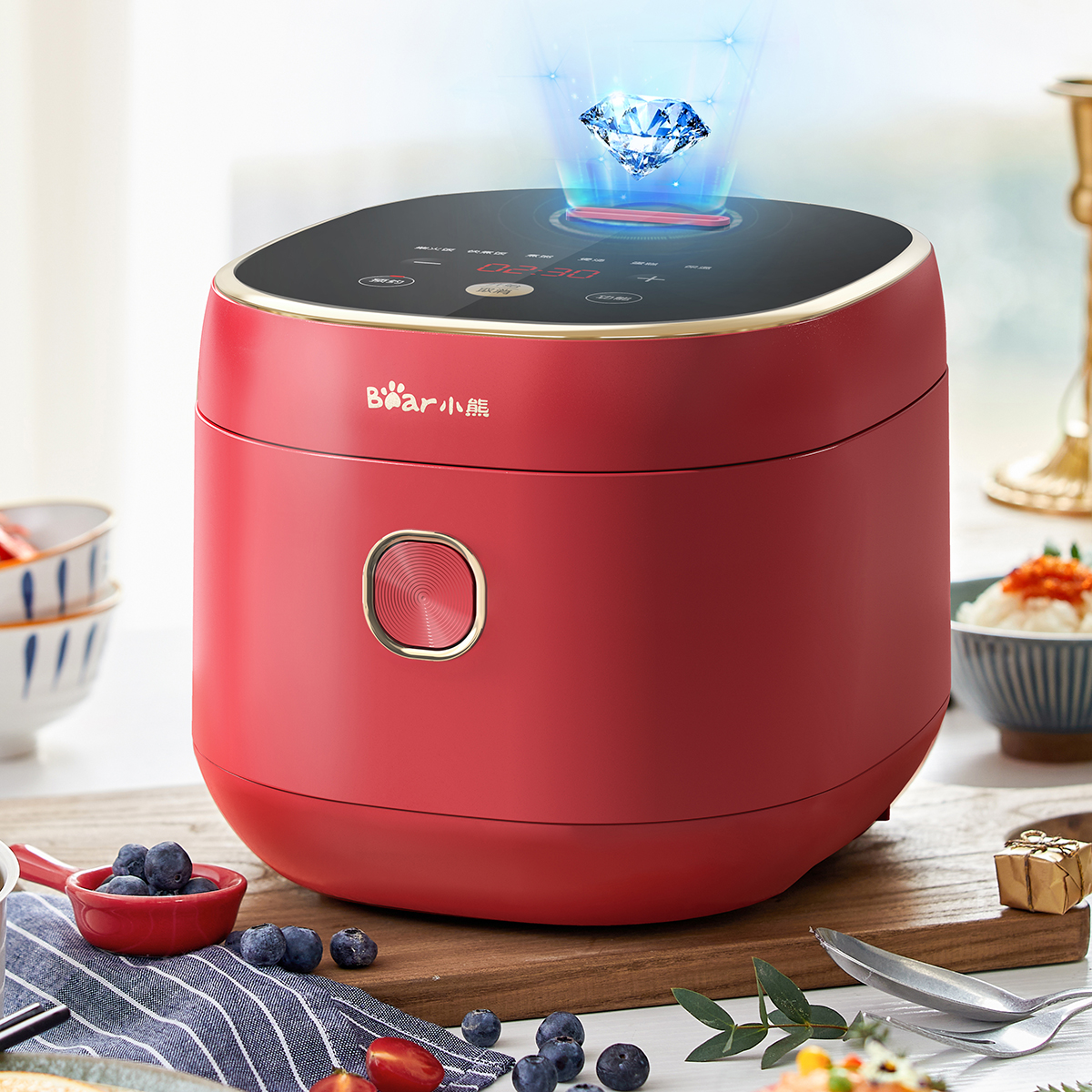 3L Smart Red Electric Rice Cooker